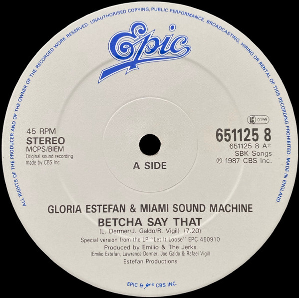 Miami Sound Machine - Betcha Say That | Epic (651125 8) - 3 Miami Sound Machine - Betcha Say That | Epic (651125 8) - 3