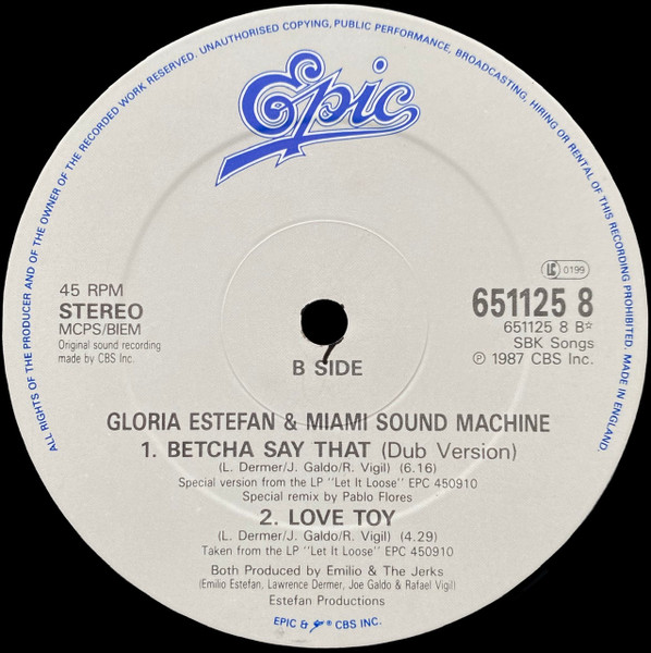 Miami Sound Machine - Betcha Say That | Epic (651125 8) - 4 Miami Sound Machine - Betcha Say That | Epic (651125 8) - 4