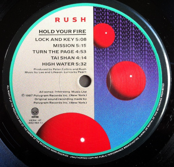 Rush - Hold Your Fire | Vertigo (VERH 47) - 4
