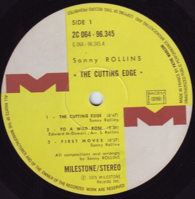 Sonny Rollins - The Cutting Edge | Milestone (2C 064-96345) - 3
