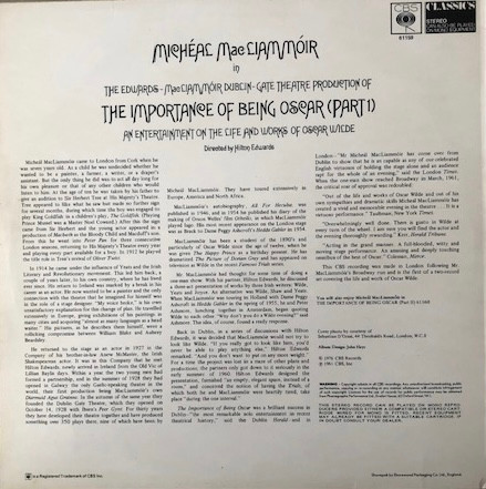 Micheál Mac Liammóir - The Importance Of Being Oscar (Part I). An Entertainment On The Life And Works Of Oscar Wilde | CBS (S 61159) - 4 Micheál Mac Liammóir - The Importance Of Being Oscar (Part I). An Entertainment On The Life And Works Of Oscar Wilde | CBS (S 61159) - 4