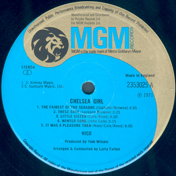 Nico - Chelsea Girl | MGM Records (2353 025) - 3 Nico - Chelsea Girl | MGM Records (2353 025) - 3