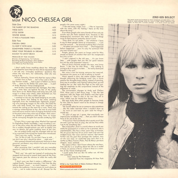 Nico - Chelsea Girl | MGM Records (2353 025) - 2 Nico - Chelsea Girl | MGM Records (2353 025) - 2