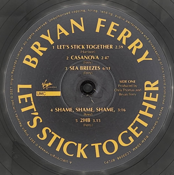 Bryan Ferry - Let's Stick Together | Virgin Records (BFLP3) - 3 Bryan Ferry - Let's Stick Together | Virgin Records (BFLP3) - 3