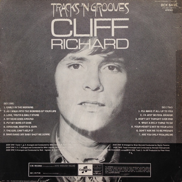 Cliff Richard - Tracks 'N Grooves | Columbia (SCX 6435) - 2