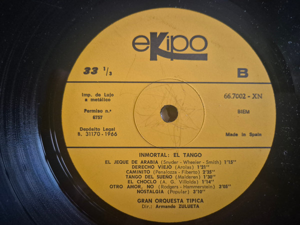 Gran Orquesta Tipica De Armando Zulueta - ¡Inmortal! El Tango | EKIPO (66.7002-XN) - 4