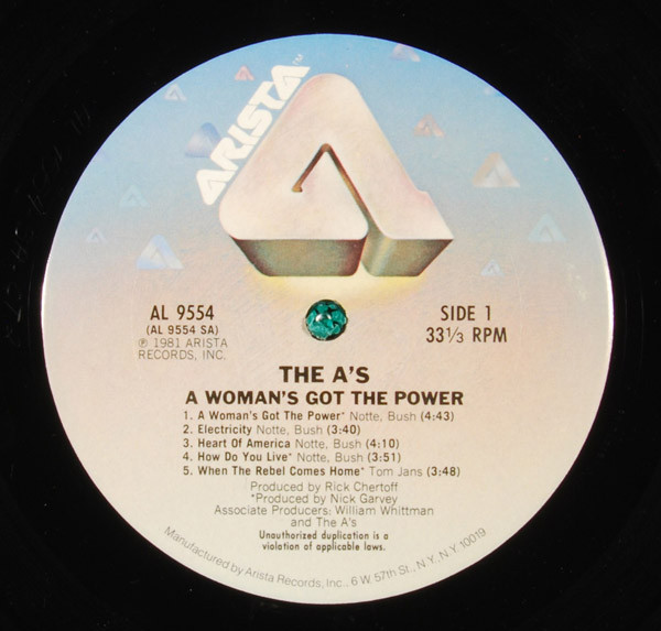 The A's - A Woman's Got The Power | Arista (AL 9554) - 3 The A's - A Woman's Got The Power | Arista (AL 9554) - 3