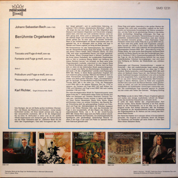 Johann Sebastian Bach — Karl Richter - Berühmte Orgelwerke | Decca (SMD 1231) - 2