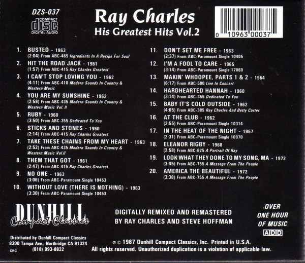 Ray Charles - His Greatest Hits Vol. 2 | DCC Compact Classics (DZS037) - 2