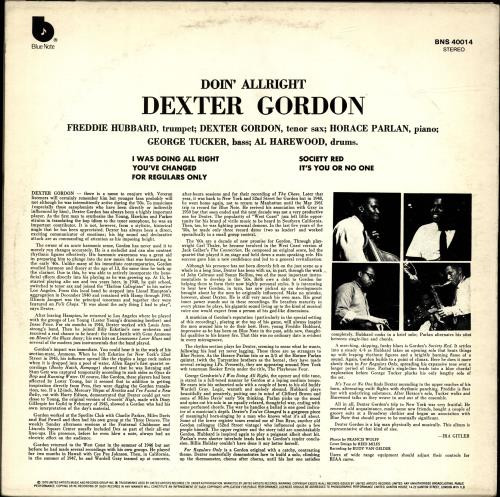 Dexter Gordon - Doin' Allright | Blue Note (BNS 40014) - 2
