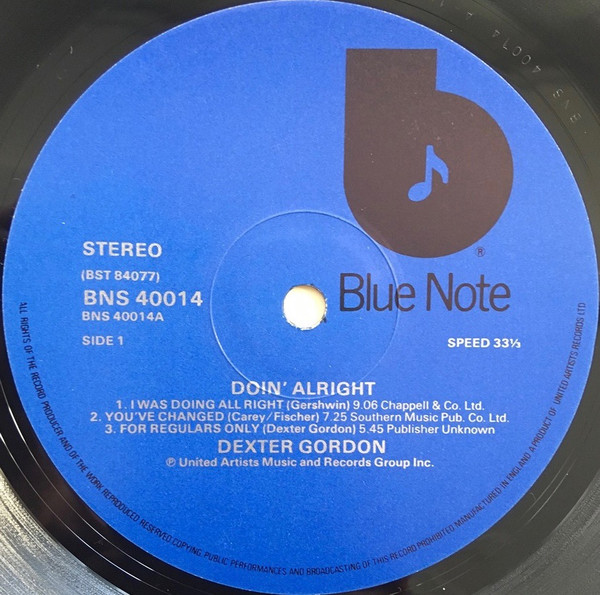 Dexter Gordon - Doin' Allright | Blue Note (BNS 40014) - 3