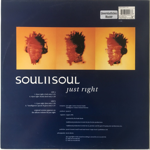 Soul II Soul - Just Right | 10 Records (TENX 410) - 2