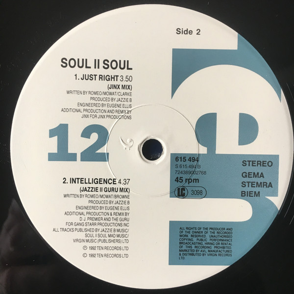 Soul II Soul - Just Right | 10 Records (TENX 410) - 4