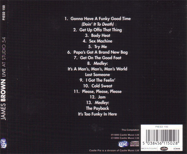 James Brown - Live At Studio 54 | Castle Pie (PIESD 150) - 2