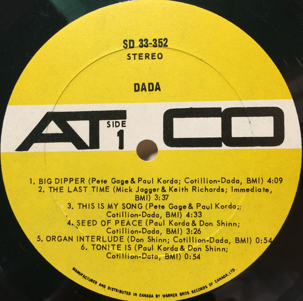 Dada - Dada | Atco Records (SD 33-352) - 3