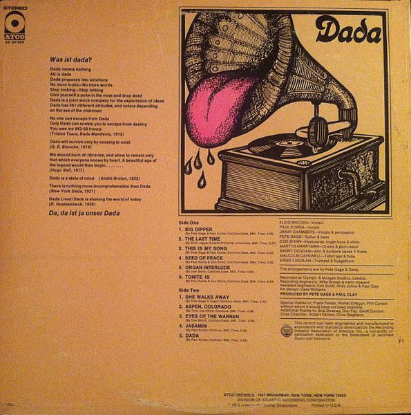 Dada - Dada | Atco Records (SD 33-352) - 2