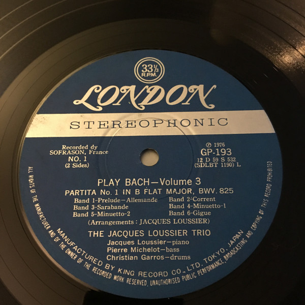 Jacques Loussier Trio - Play Bach Volume 3 | London Records (GP-193) - 2 Jacques Loussier Trio - Play Bach Volume 3 | London Records (GP-193) - 2
