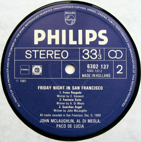 Al Di Meola / John McLaughlin / Paco De Lucía - Friday Night In San Francisco | Philips (6302 137) - 4 Al Di Meola / John McLaughlin / Paco De Lucía - Friday Night In San Francisco | Philips (6302 137) - 4