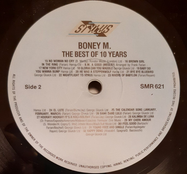 Boney M. - The Best Of 10 Years | Stylus Music (SMR 621) - 4
