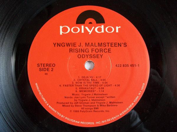 Yngwie J. Malmsteen's Rising Force - Odyssey | Polydor (835 451-1) - 3