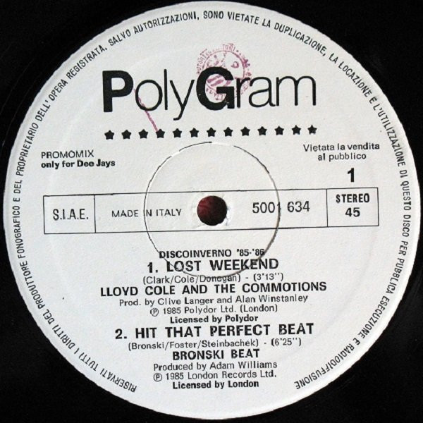 Various - DiscoInverno '85-'86 | PolyGram (5001 634) - 2