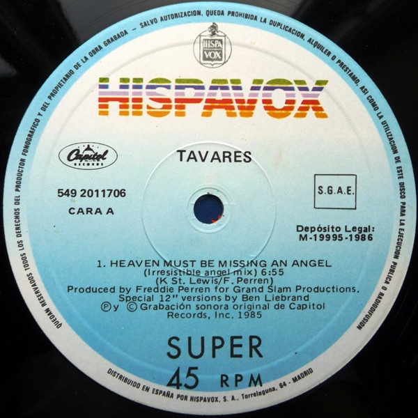 Tavares - Heaven Must Be Missing An Angel (Irresistible Angel Mix) | Capitol Records (549 2011706) - 2