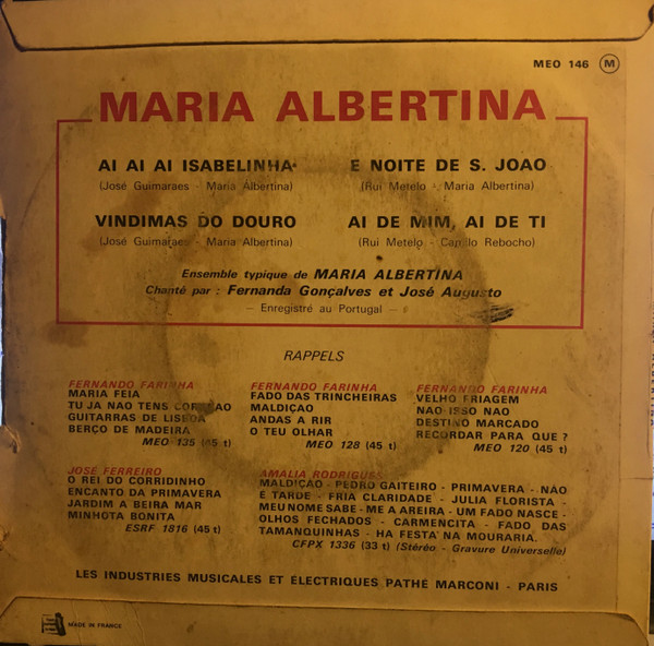 Conjunto Maria Albertina - Ai Ai Ai Isabelinha | Odeon (MEO 146) - 2