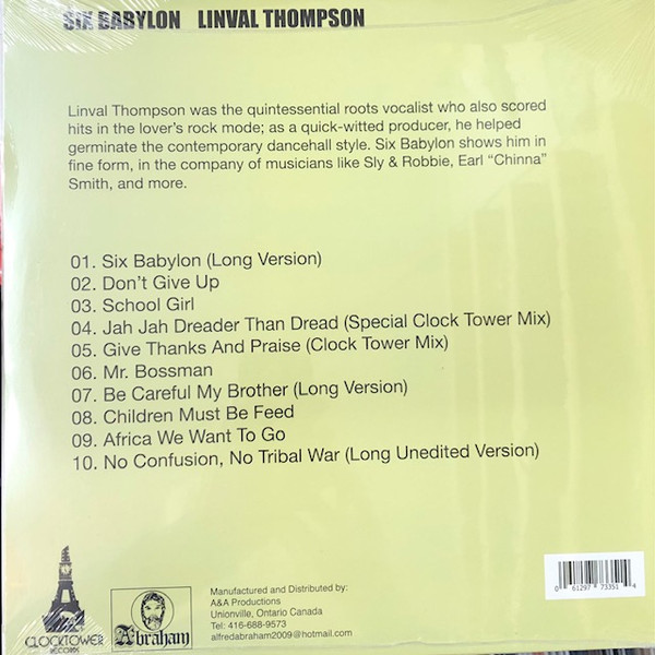 Linval Thompson - Six Babylon | Clocktower Records (CTLP0111) - 2 Linval Thompson - Six Babylon | Clocktower Records (CTLP0111) - 2