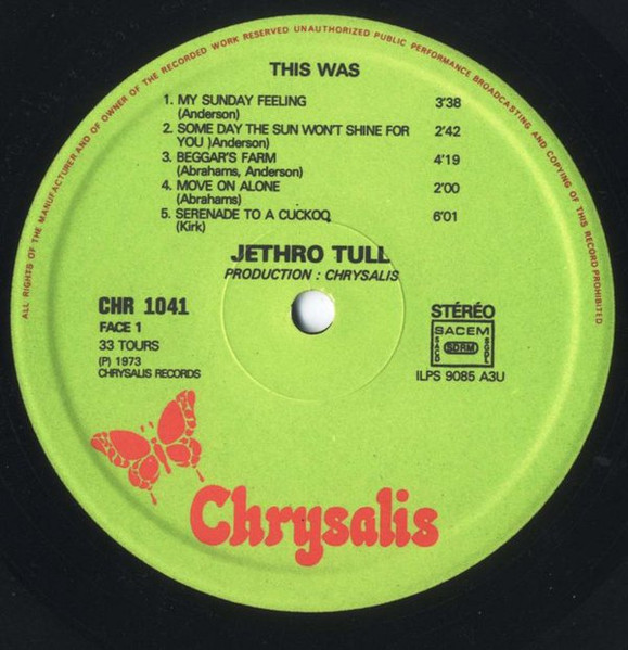Jethro Tull - This Was | Chrysalis (CHR 1041) - 2 Jethro Tull - This Was | Chrysalis (CHR 1041) - 2