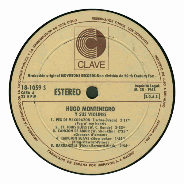 Hugo Montenegro - Hugo Montenegro Y Sus Violines | Clave (18-1059 S) - 3 Hugo Montenegro - Hugo Montenegro Y Sus Violines | Clave (18-1059 S) - 3