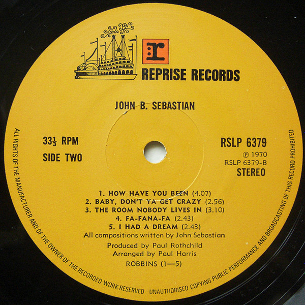 John Sebastian - John B. Sebastian | Reprise Records (RSLP 6379) - 4