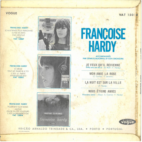 Françoise Hardy - Je Veux Qu'Il Revienne | Disques Vogue (VAT 15008) - 2 Françoise Hardy - Je Veux Qu'Il Revienne | Disques Vogue (VAT 15008) - 2