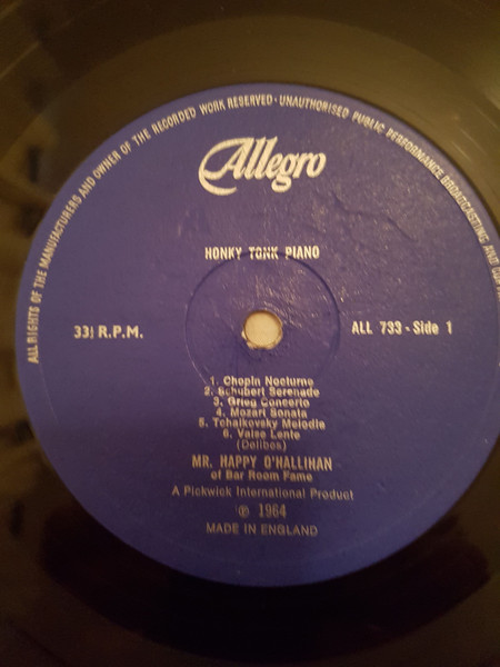 Happy O'Hallihan - Honky Tonk Classics | Allegro Records (ALL733) - 2