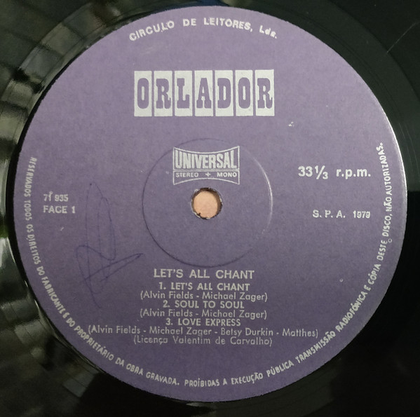 The Michael Zager Band - Let's All Chant | Orlador (71 935) - 3