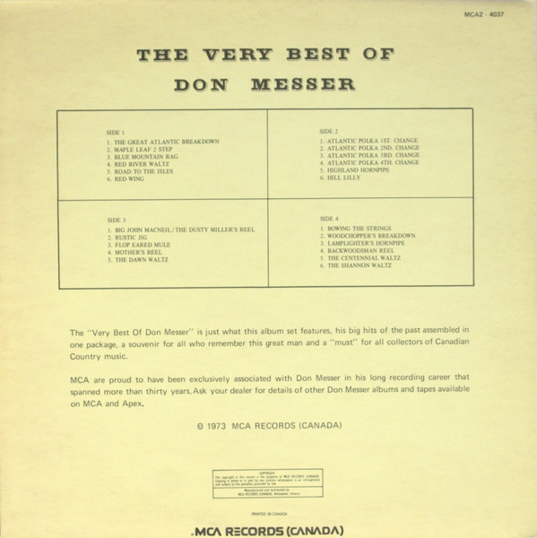 Don Messer - The Very Best Of Don Messer | MCA Records (Canada) (MCA2-4037) - 3 Don Messer - The Very Best Of Don Messer | MCA Records (Canada) (MCA2-4037) - 3
