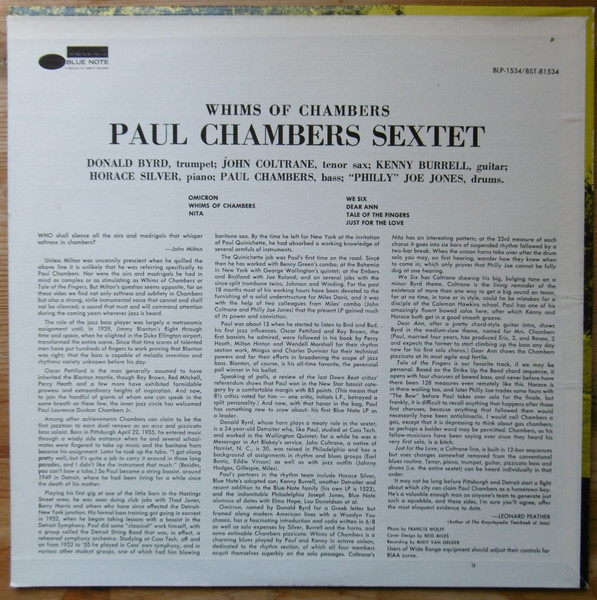 Paul Chambers Sextet - Whims Of Chambers | Blue Note (BST-81534) - 3 Paul Chambers Sextet - Whims Of Chambers | Blue Note (BST-81534) - 3
