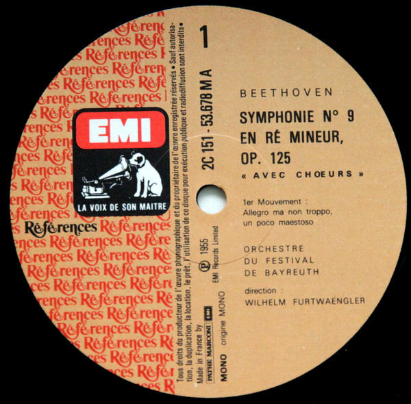 Ludwig van Beethoven - Elisabeth Schwarzkopf , Elisabeth Höngen , Hans Hopf , Otto Edelmann , Chor der Bayreuther Festspiele Et  Orchester der Bayreuther Festspiele Direction Wilhelm Furtwängler - Symphonie Nº 9 / Symphonie Nº 1 | La Voix De Son Maître (2 C151-53678/9) - 4