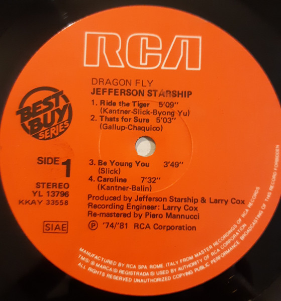 Jefferson Starship - Dragon Fly | Grunt (YL 13796) - 2