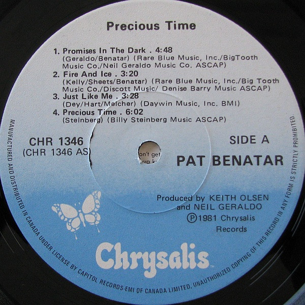 Pat Benatar - Precious Time | Chrysalis (CHR 1346) - 3 Pat Benatar - Precious Time | Chrysalis (CHR 1346) - 3