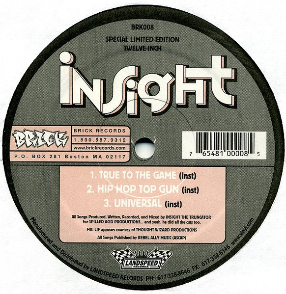 Insight - True To The Game / Hip Hop Top Gun / Universal | Brick Records (BRK008) - 4