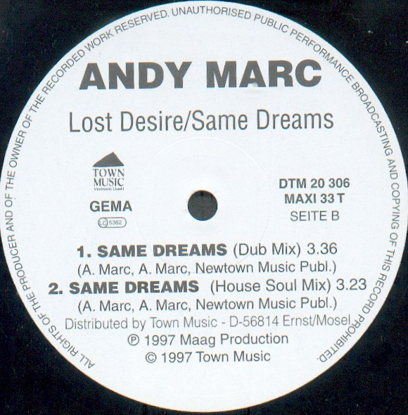 Andy Marc - Lost Desire / Same Dreams | Town Music (DTM 20 306) - 2