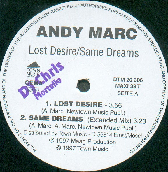 Andy Marc - Lost Desire / Same Dreams | Town Music (DTM 20 306) - main