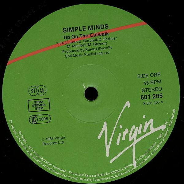 Simple Minds - Up On The Catwalk (Extended Mix) | Virgin (601 205) - 3