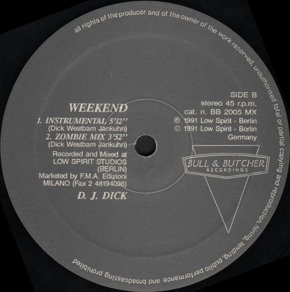 DJ Dick - Weekend | Bull & Butcher Recordings (BB 2005 MX) - 4
