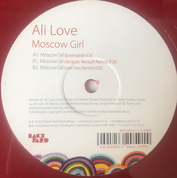 Ali Love - Moscow Girl | Back Yard Recordings (BACK59DJC1) - 2