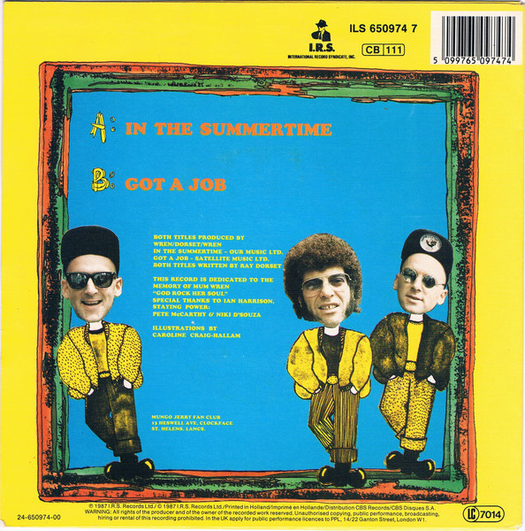 Mungo Jerry & The Brothers Grimm - In The Summertime | I.R.S. Records (ILS 650974 7) - 2