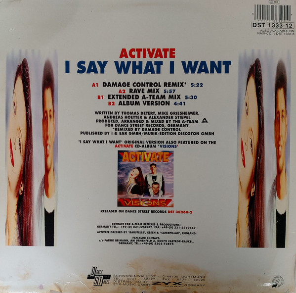 Activate - I Say What I Want | Dance Street (DST 1333-12) - 4