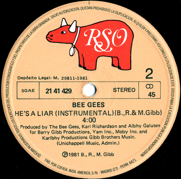 Bee Gees - He's A Liar = Es Un Mentiroso | RSO (21 41 429) - 4