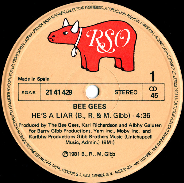 Bee Gees - He's A Liar = Es Un Mentiroso | RSO (21 41 429) - 3