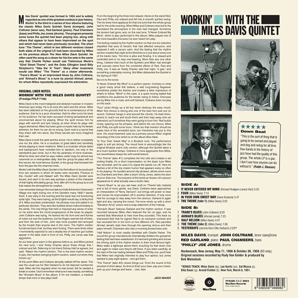 The Miles Davis Quintet - Workin’ With The Miles Davis Quintet | WaxTime (772329) - 2 The Miles Davis Quintet - Workin’ With The Miles Davis Quintet | WaxTime (772329) - 2